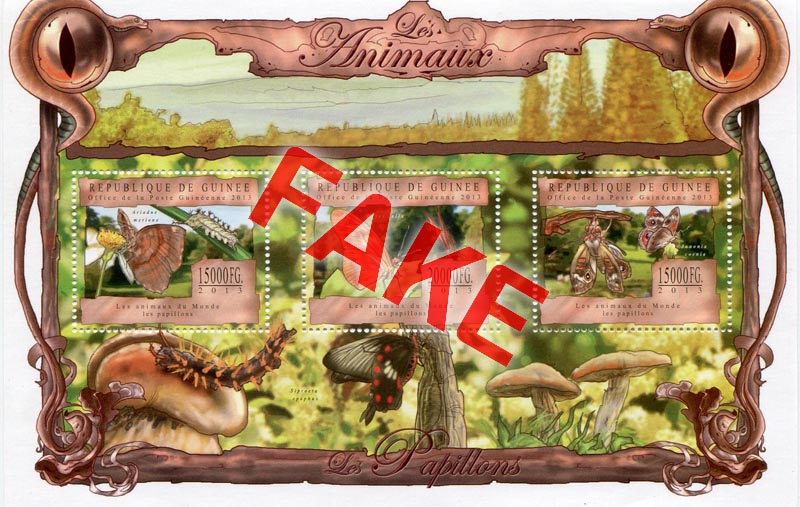 Illegal stamps of Guinea. Butterflies 3