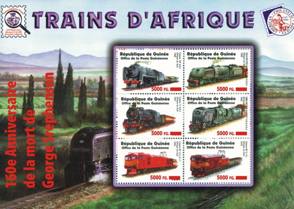 160e Anniversaire de la mort de Stephenson - Issue of Guinée postage stamps