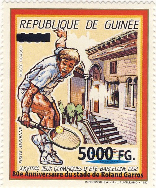 80e Anniversaire du stade de Roland Garros - Issue of Guinée postage stamps