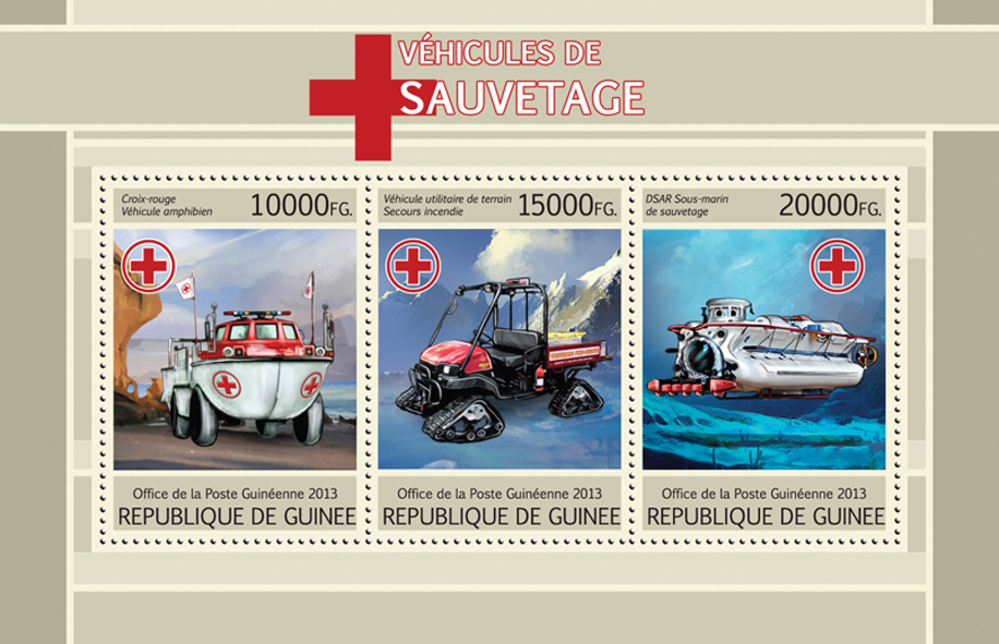 Rescue vehicles - Issue of Guinée postage stamps