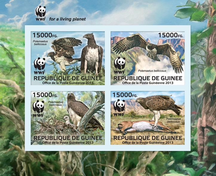 WWF - Birds of prey, (Polemaetus bellicosus). (set) - Issue of Guinée postage stamps