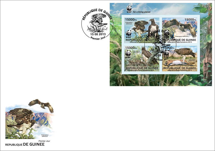 WWF - Birds of prey, (Polemaetus bellicosus). (set) - Issue of Guinée postage stamps