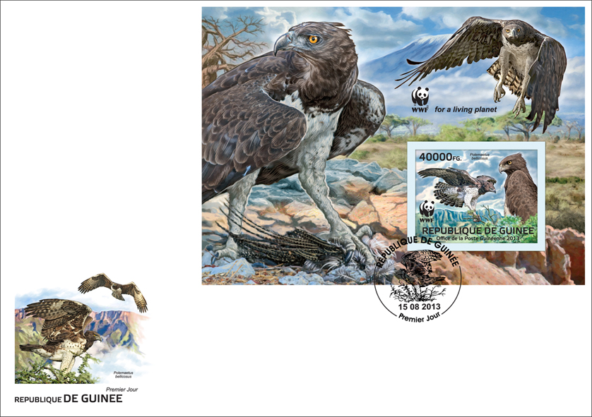 WWF - Birds of prey, (Polemaetus bellicosus). (souvenir sheet) - Issue of Guinée postage stamps