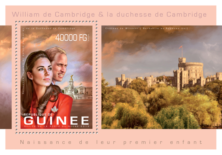 Prince William and Kate Middleton - Issue of Guinée postage stamps