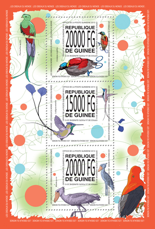 Birds - Issue of Guinée postage stamps