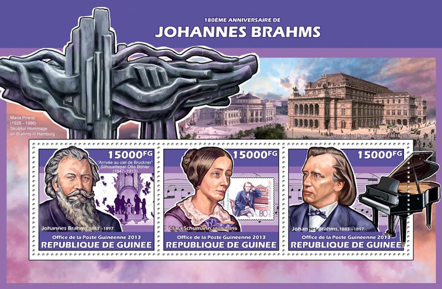 Johannes Brahms - Issue of Guinée postage stamps