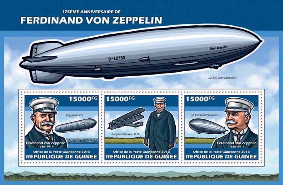 Ferdinand von Zeppelin - Issue of Guinée postage stamps