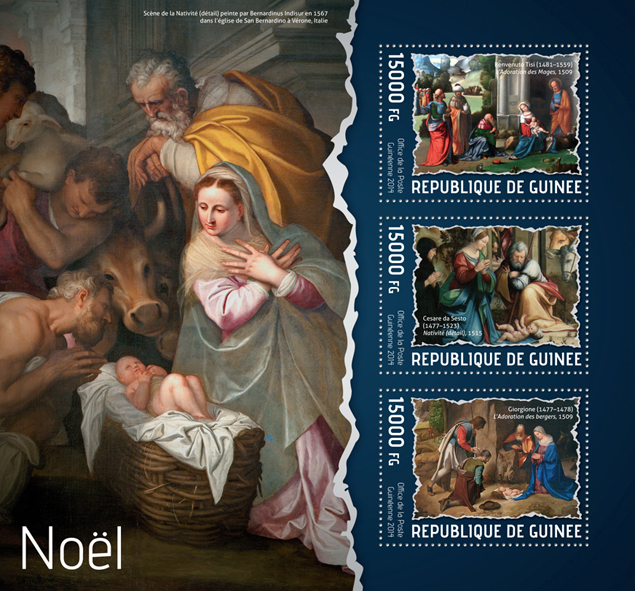 Christmas paintings - Issue of Guinée postage stamps