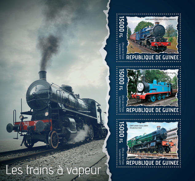 Steam trains - Issue of Guinée postage stamps
