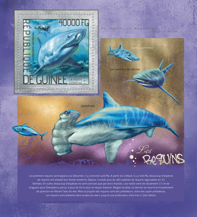 Sharks   - Issue of Guinée postage stamps