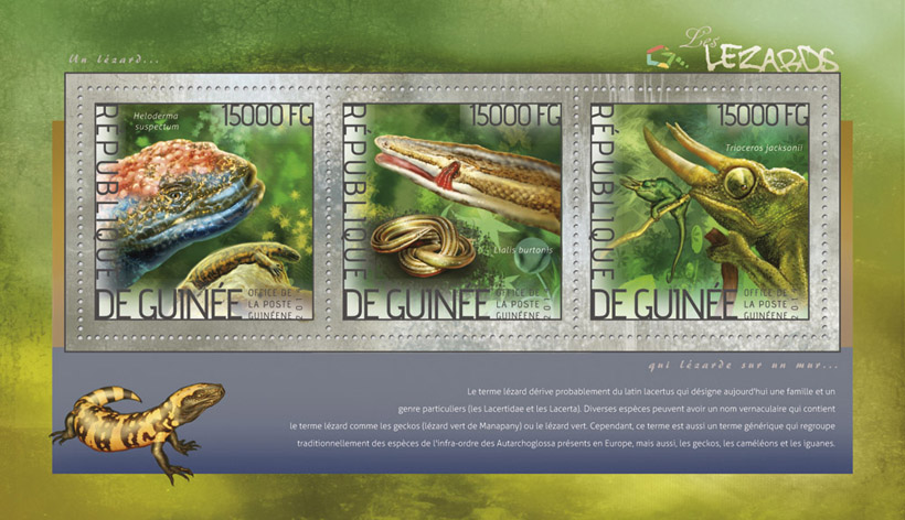 Lizards - Issue of Guinée postage stamps