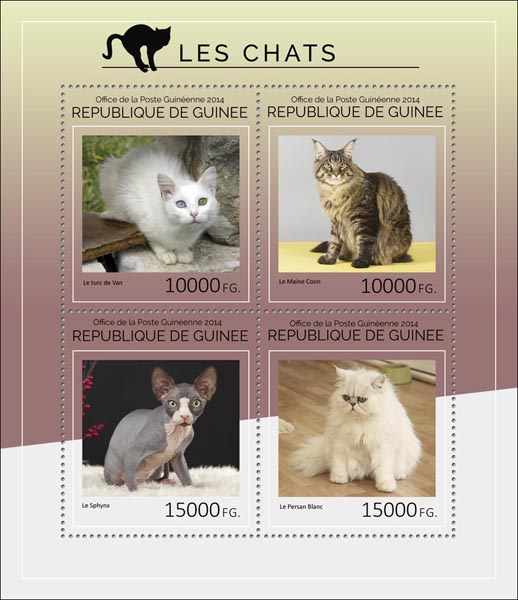 Cats - Issue of Guinée postage stamps