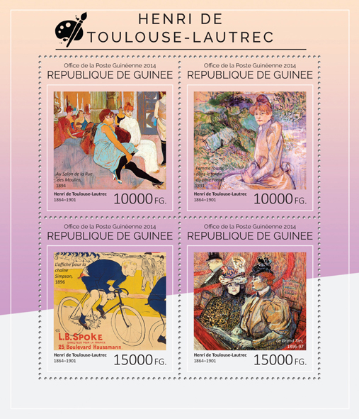Henri de Toulouse-Lautrec - Issue of Guinée postage stamps