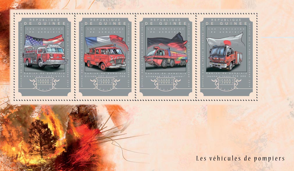 Fire engines  - Issue of Guinée postage stamps