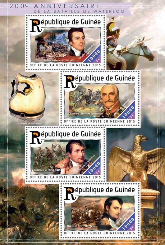 The battle of Waterloo - Issue of Guinée postage stamps