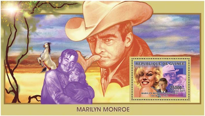 MARILYN MONROE s/s - 25 000 FG - Issue of Guinée postage stamps