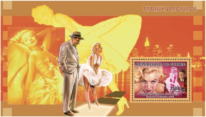 MARILYN MONROE s/s - 25 000 FG - Issue of Guinée postage stamps