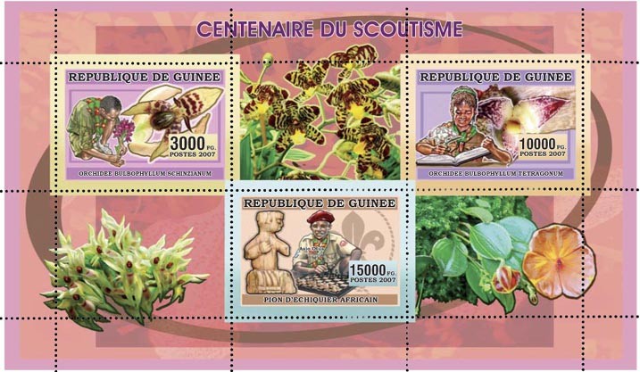 CENTENAIRE DU SCOUTISME 3v - 28 000 FG - Issue of Guinée postage stamps