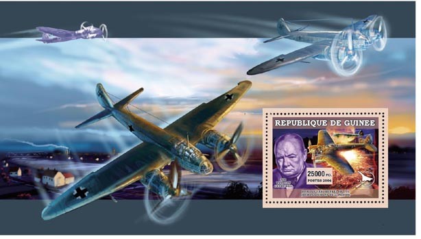 AVIONS MILITAIRES, SIR WINSTON CHURCHILL - Issue of Guinée postage stamps