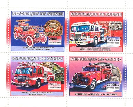 VEHICULES AMERICAINES dINCENDIE - Issue of Guinée postage stamps