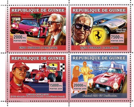FERRARI - Issue of Guinée postage stamps
