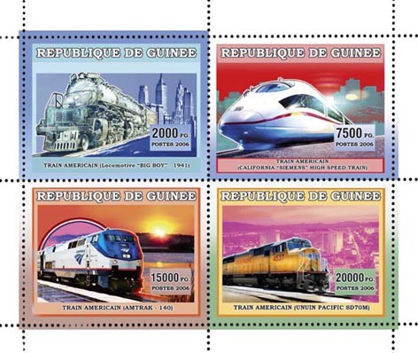 TRAINS AMERICAINS - Issue of Guinée postage stamps