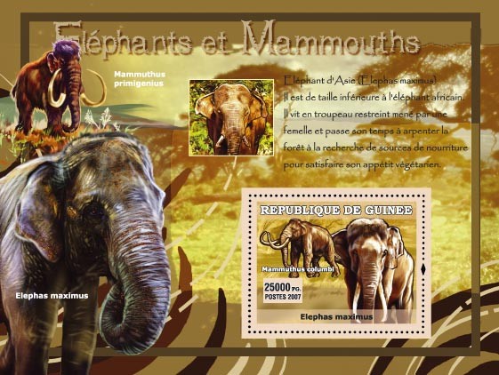 Elephant dAsie / Mammuthus primigenius - Issue of Guinée postage stamps