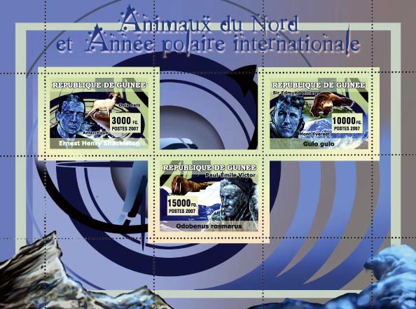 Animaux du Nord et Annee Polaire Internationale 3v - Issue of Guinée postage stamps