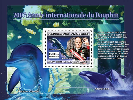 Lipotes vexillifer / Albert II de Monaco - Issue of Guinée postage stamps