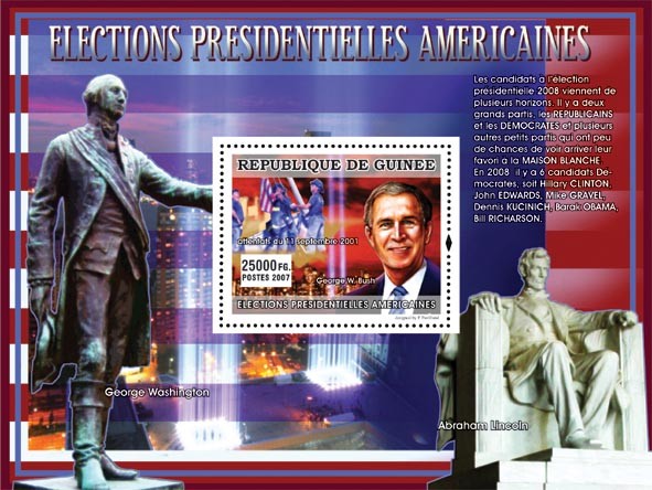 G.W.Bush;11 Sept 2001(G.Washington, A.Lincoln) - Issue of Guinée postage stamps