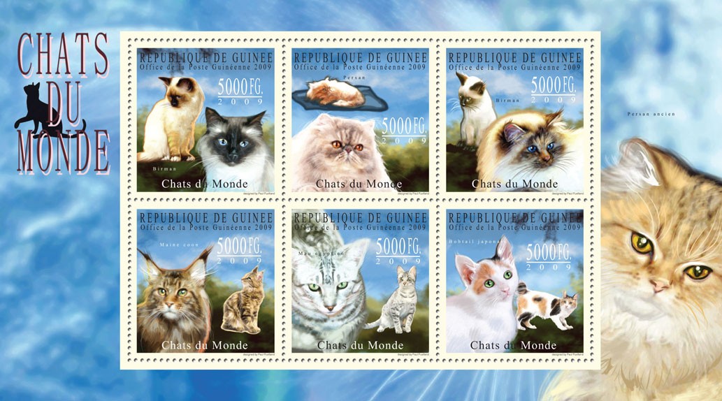 Cats of the World, I - Issue of Guinée postage stamps