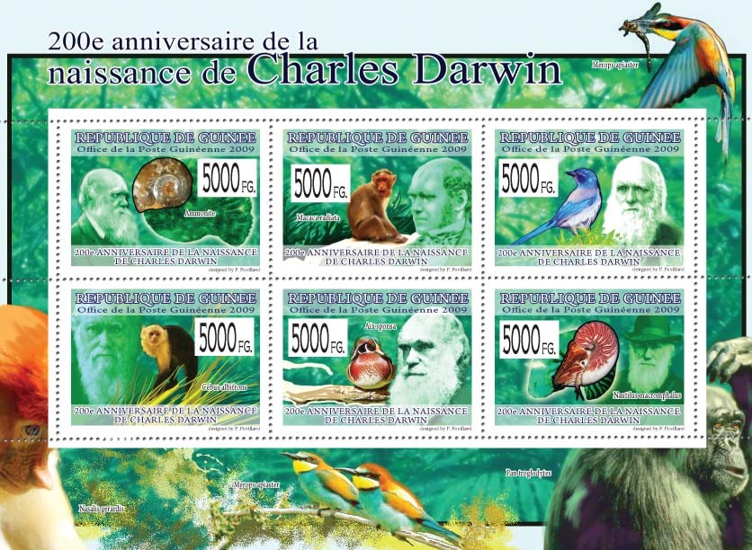 200th Anniversary of Charles Darwin I - Issue of Guinée postage stamps
