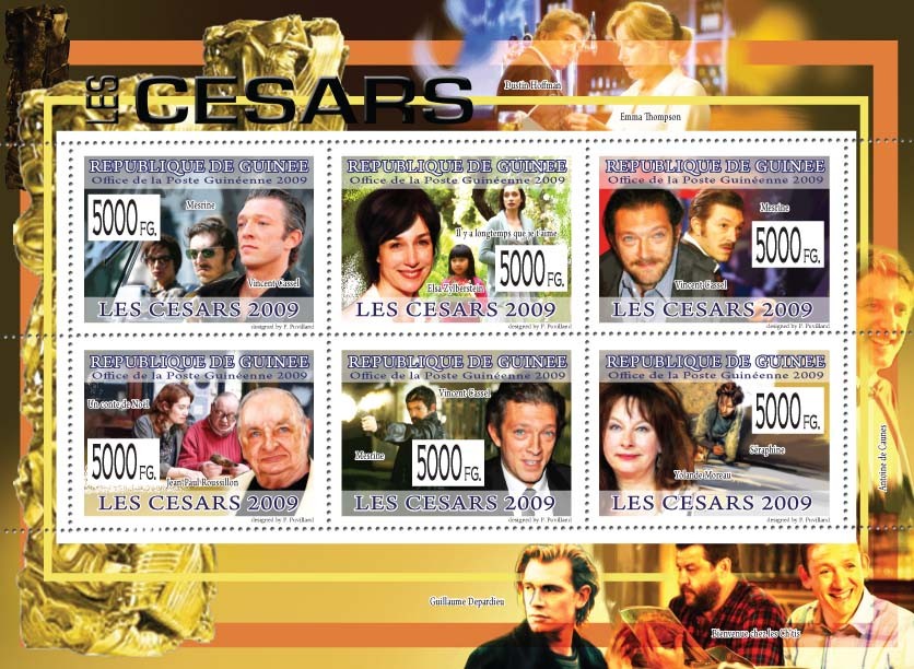 The Caesars Ceremony 2009,Vincent Cassel, Elza Zylbelstraein, J.P. Roussilon, Y.Moreau - Issue of Guinée postage stamps