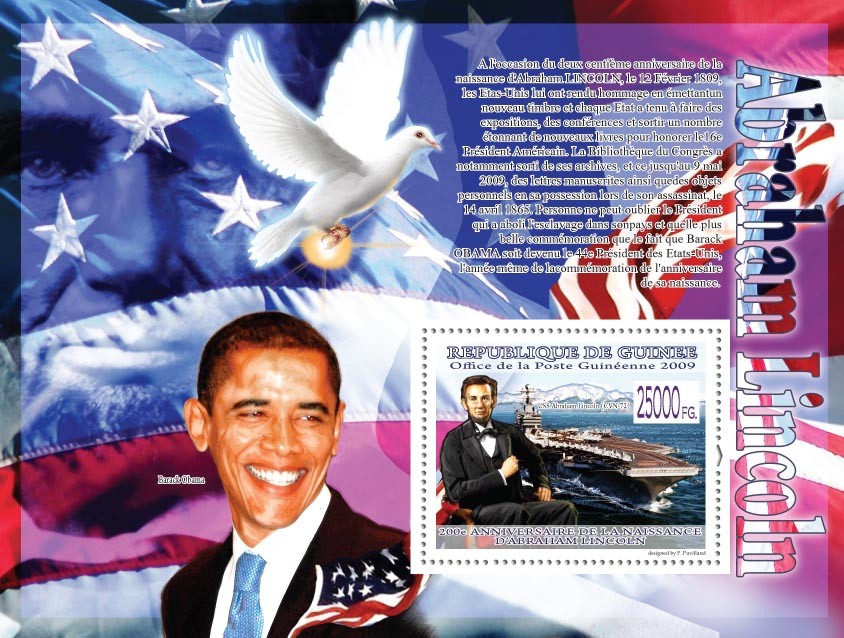 Abraham Lincoln, War Ship CVN-72 ( B. Obama ) - Issue of Guinée postage stamps