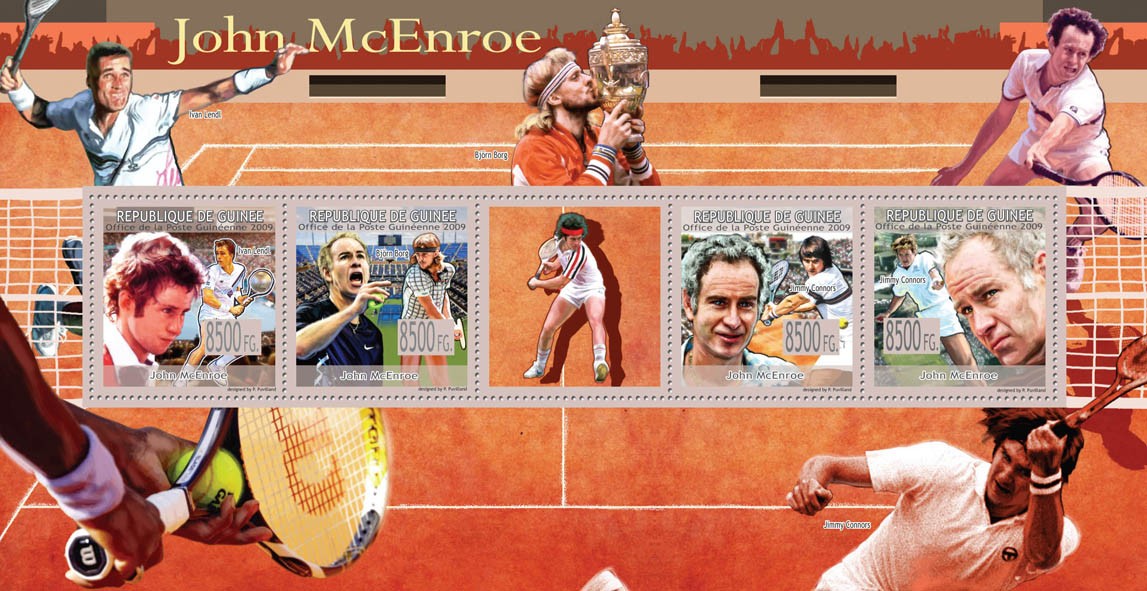 John McEnroe, Lawn Tennis,  ( Jimmi Connors, B.Borg, I.Lendl ) - Issue of Guinée postage stamps