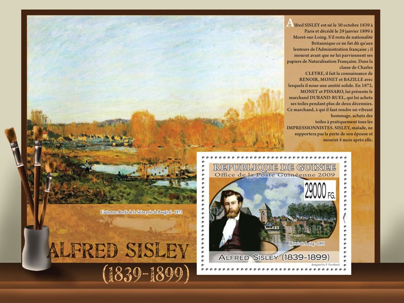 Paintings of Alfred Sisley (1839  1899) - Issue of Guinée postage stamps