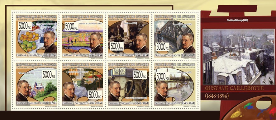 Paintings of Gustave Caillebotte (1848 - 1894) - Issue of Guinée postage stamps