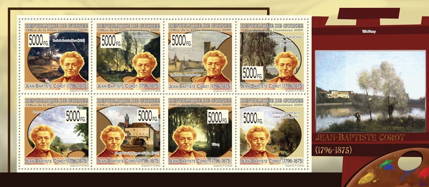 Paintings of Jean-Baptiste Corot  (1796  1875) - Issue of Guinée postage stamps