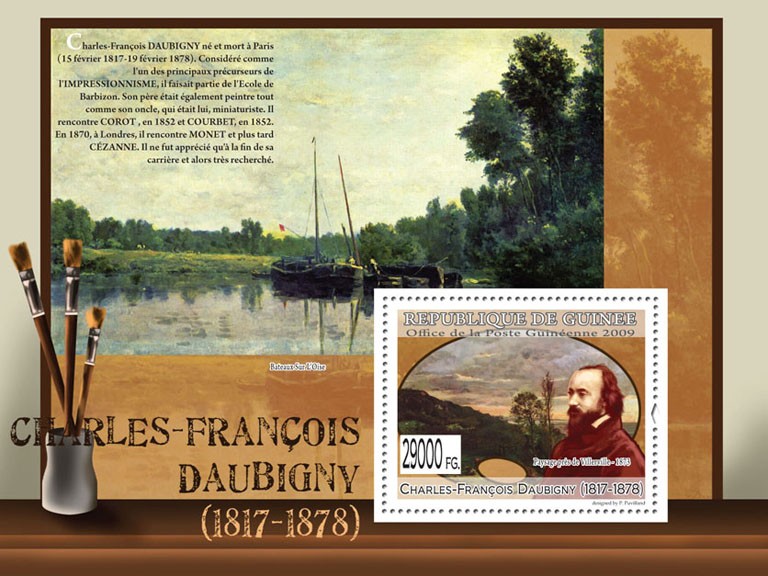 Paintings of Charles-Francois Daubigny  (1817-1878) - Issue of Guinée postage stamps