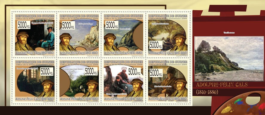 Paintings of Adolphe-Felix Cals (1810 - 1880) - Issue of Guinée postage stamps
