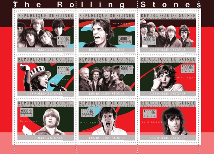 The Rolling Stones - Issue of Guinée postage stamps