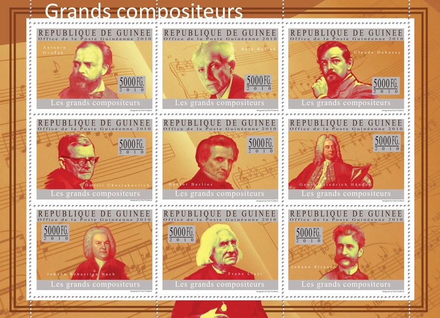 Grand Compositeurs II (A. Dvorak) - Issue of Guinée postage stamps
