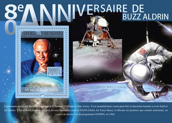 80th Anniversary of Buzz Aldrin I. - Issue of Guinée postage stamps