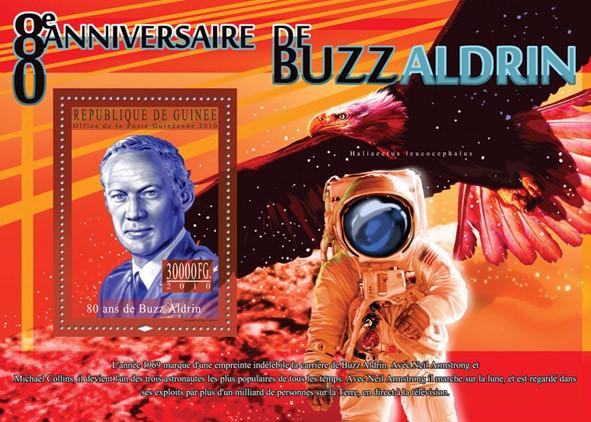 80th Anniversary of Buzz Aldrin II. - Issue of Guinée postage stamps