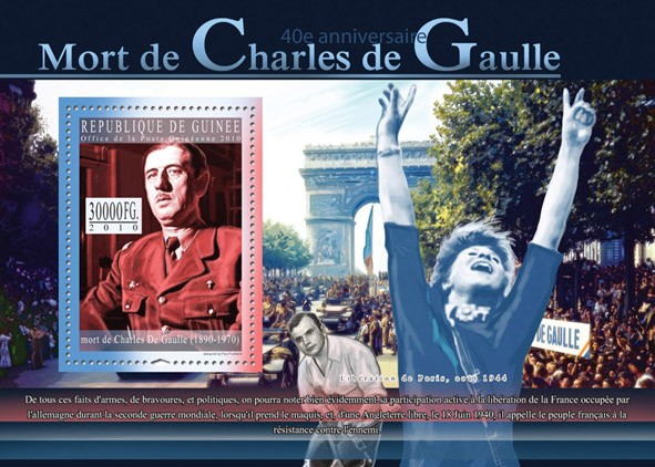 Charles De Gaulle (green) - Issue of Guinée postage stamps