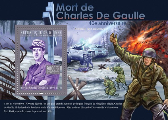 Charles De Gaulle (blue) - Issue of Guinée postage stamps
