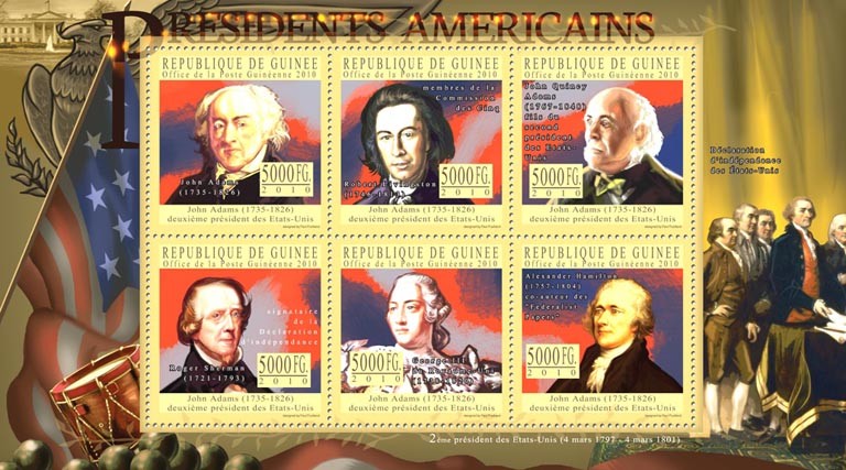 The Presidents of USA John Adams, ( 1735-1826 ) - Issue of Guinée postage stamps
