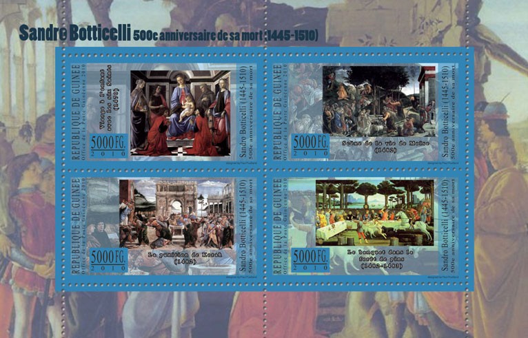 500th Anniversary of Death Sandro Botticelli - Issue of Guinée postage stamps