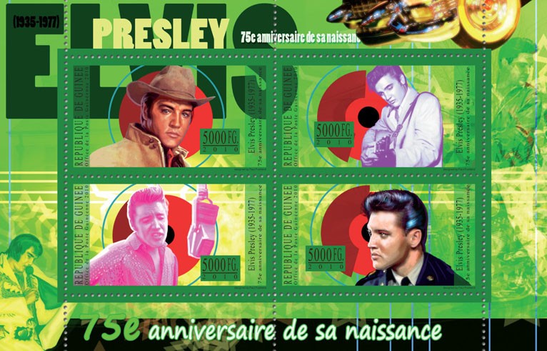 75th Anniversary of Elvis Presley - Issue of Guinée postage stamps