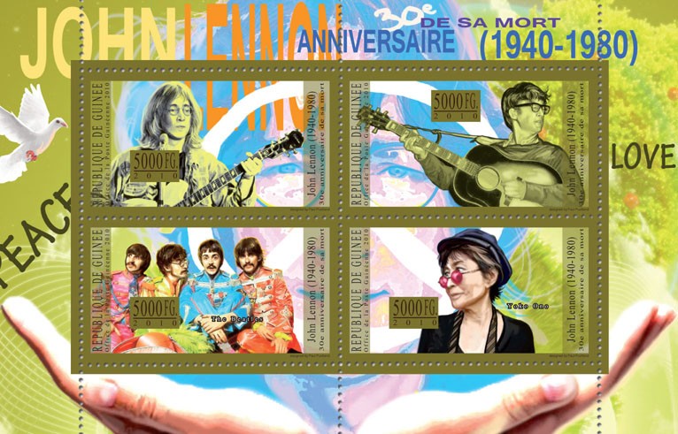 70th Anniversary of John Lennon - Issue of Guinée postage stamps